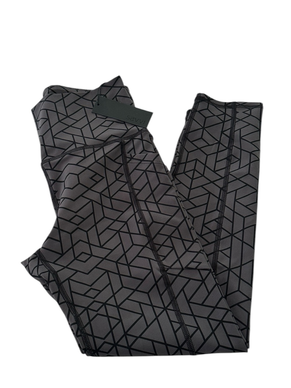 Savvi Geo Leggings 27” Yoga Pants NEW Gray Black Medium